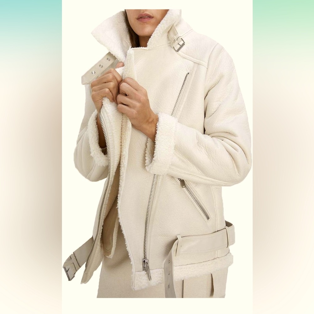 Light colored faux Shearing women/men jacket coat, size 6 or 8.